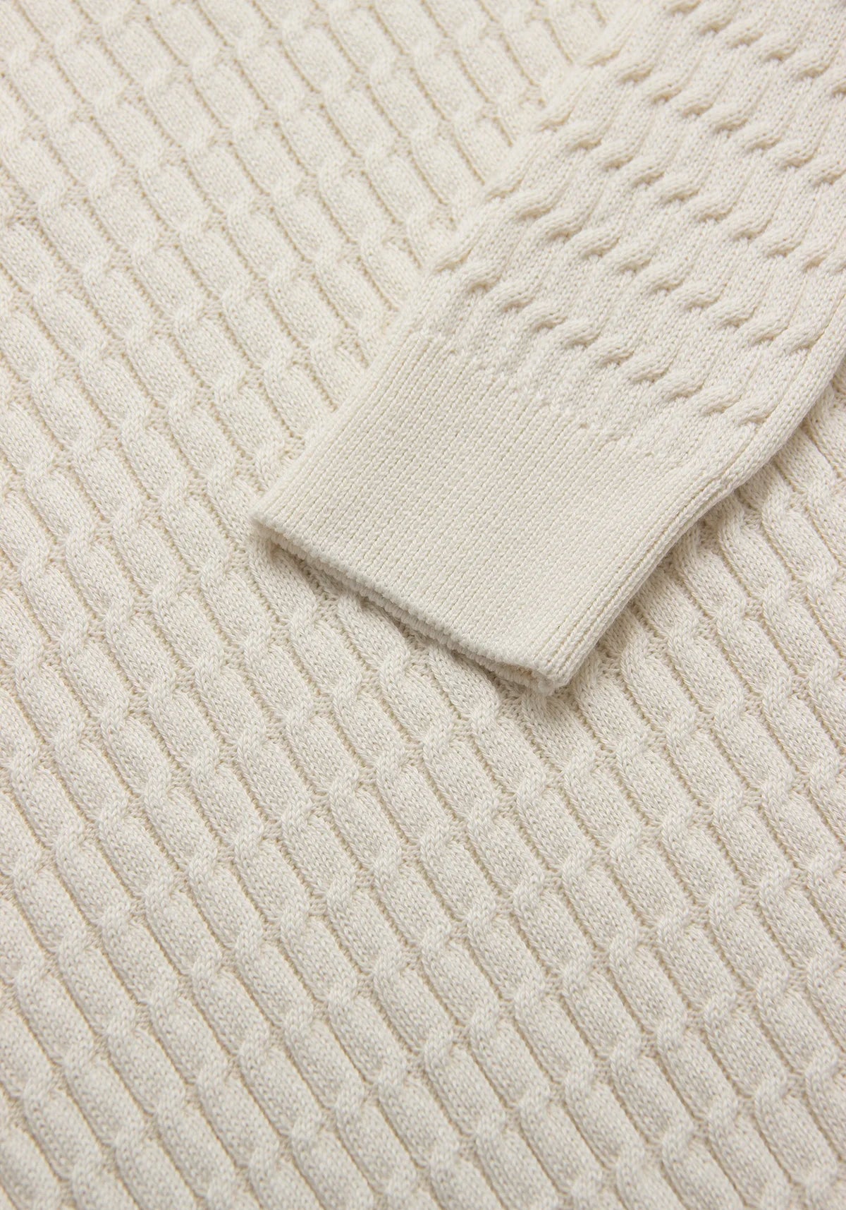 Saco Trenzado Half Zip Algodón Crema